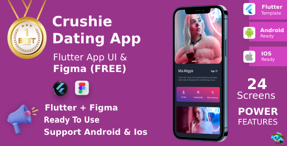 [DOWNLOAD]Dating App ANDROID + IOS + Figma (Free) | Flutter | UI Kit | Crushie
