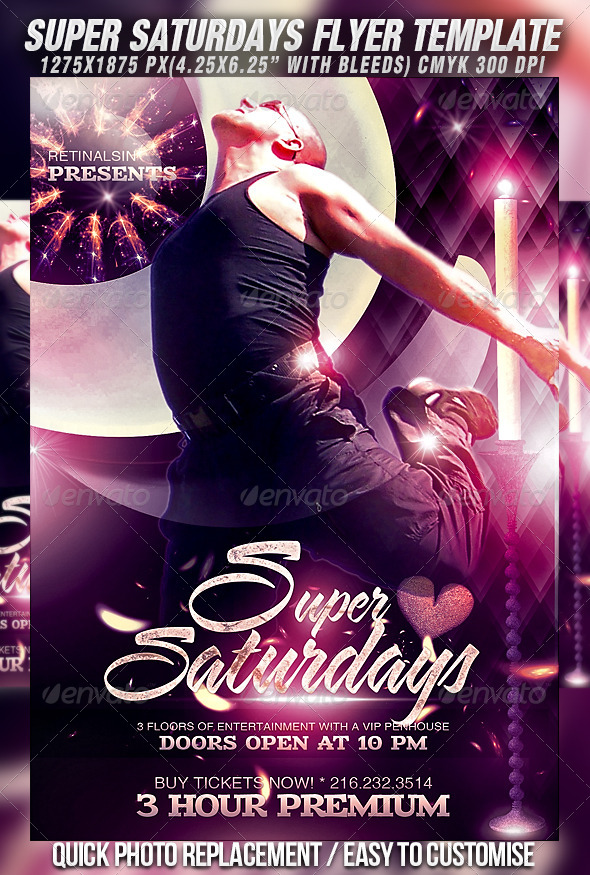 Super Saturdays Flyer Template - Clubs & Parties Events