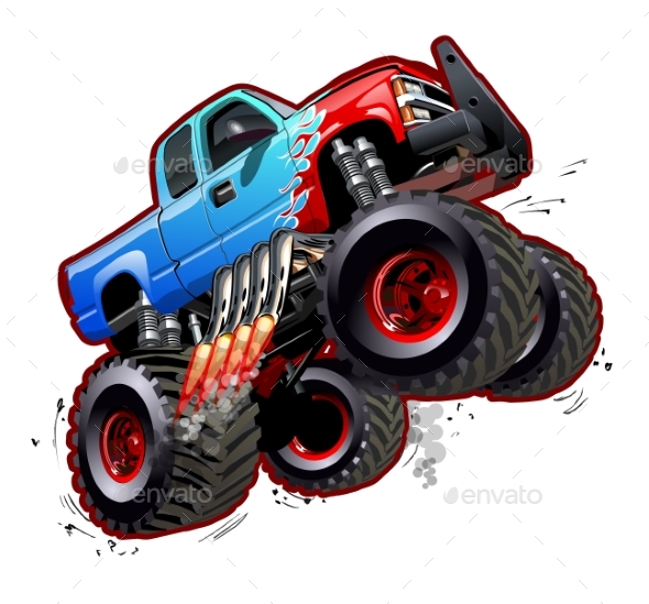 [DOWNLOAD]Cartoon Monster Truck Isolated on White Background