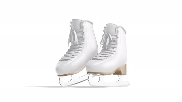 Blank white ice skates with blade pair, looped rotation alt