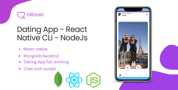 DilDosti Dating App - React Native Cli with NodeJs Server