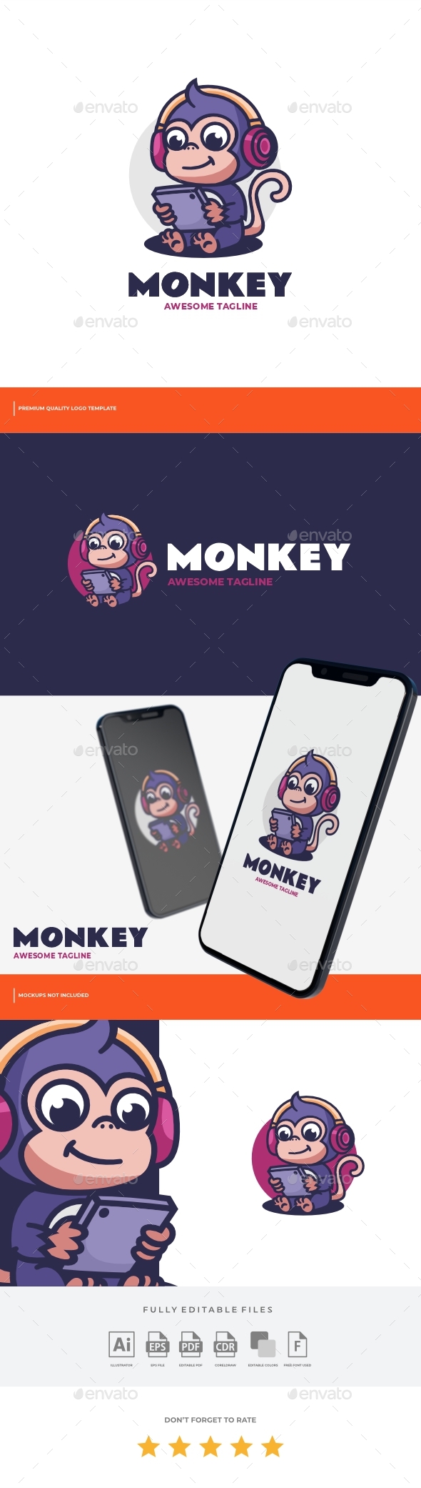 [DOWNLOAD]Monkey Mascot Cartoon Logo Template