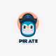 Penguin Pirate Mascot Cartoon Logo Template