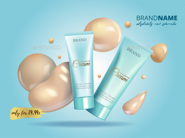 [DOWNLOAD]Cosmetic Product Tube Ad with Beige Liquid Splash