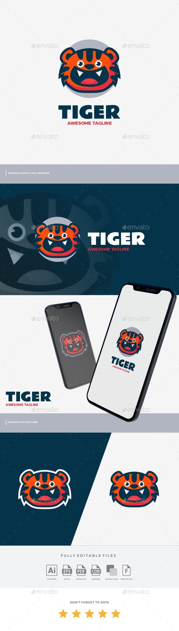[DOWNLOAD]Tiger Mascot Cartoon Logo Template