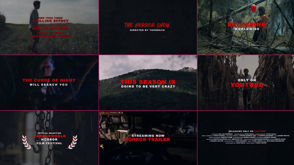 Horror Trailer Minimal Openers template preview
