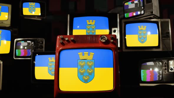 Flag of Lower Austria, Austrian State, and Retro TVs. alt