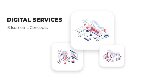 Digital Services - Line Isometric Elements template preview