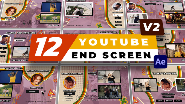 12 YouTube End Screen V2 broadcast-packages template preview