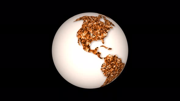 3d Rotated Brown Color Planet Earth Animated