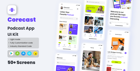 Corecast - Podcast App React Native CLI Ui Kit