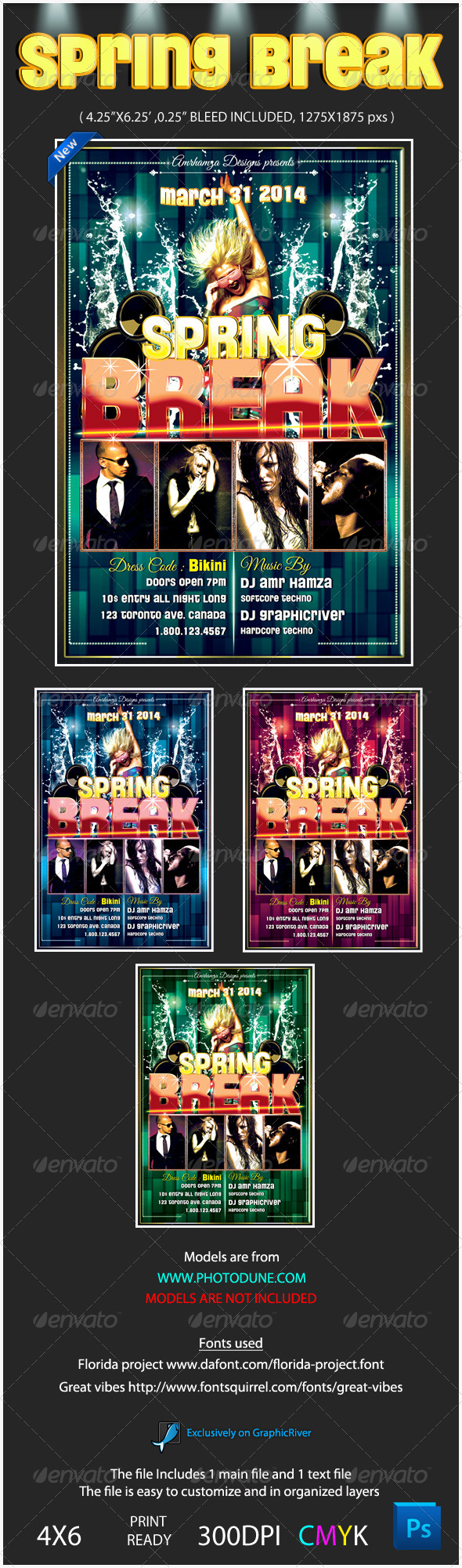 Spring Break Flyer Template - Clubs & Parties Events