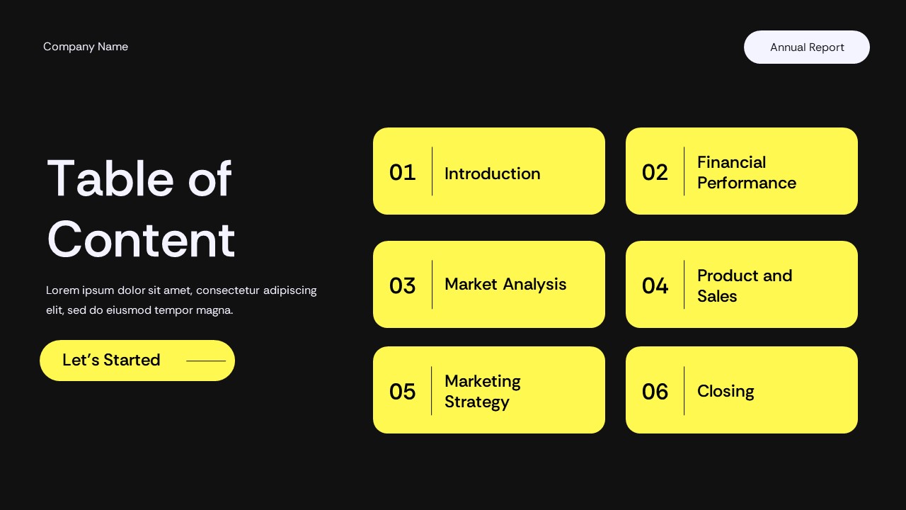 Black Yellow Modern Company Annual Report Presentation Template ...