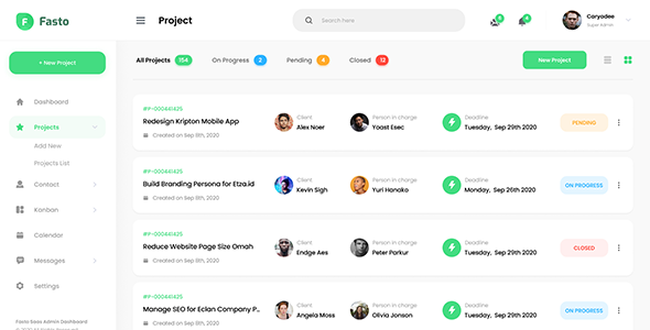 Fasto - React (Vite) Saas Admin Dashboard Template by DexignZone ...