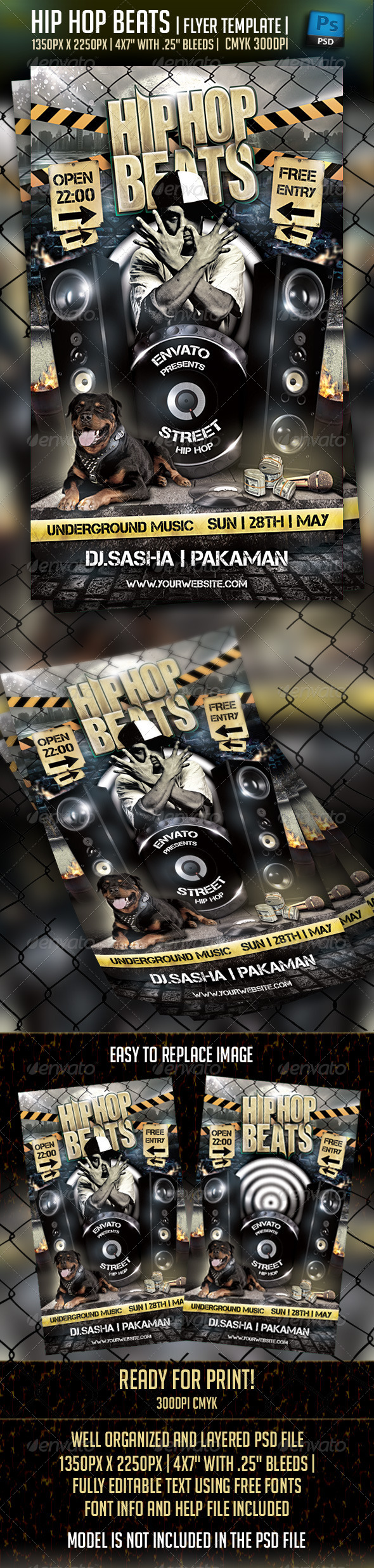 Hip Hop Beats Flyer Template - Flyers Print Templates