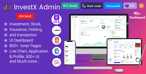 InvestX - Investment Portfolio Admin Dashboard Template