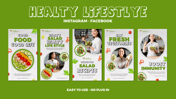 Healty Lifestlye Instagram Stories Openers template preview