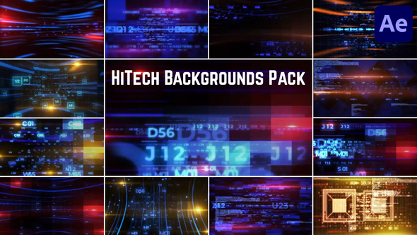 HiTech Backgrounds Pack for After Effects Elements template preview