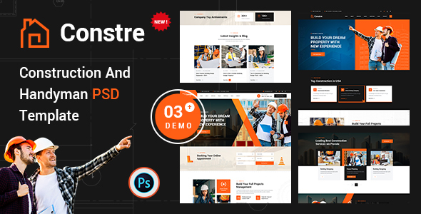 Constre – Construction, Building & Handyman Services PSD Template