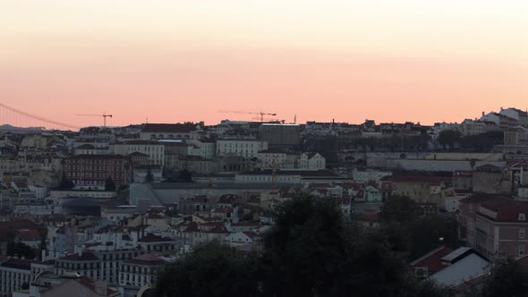 The Beautiful, Peaceful City Of Lisbon, Portugal During Sunset