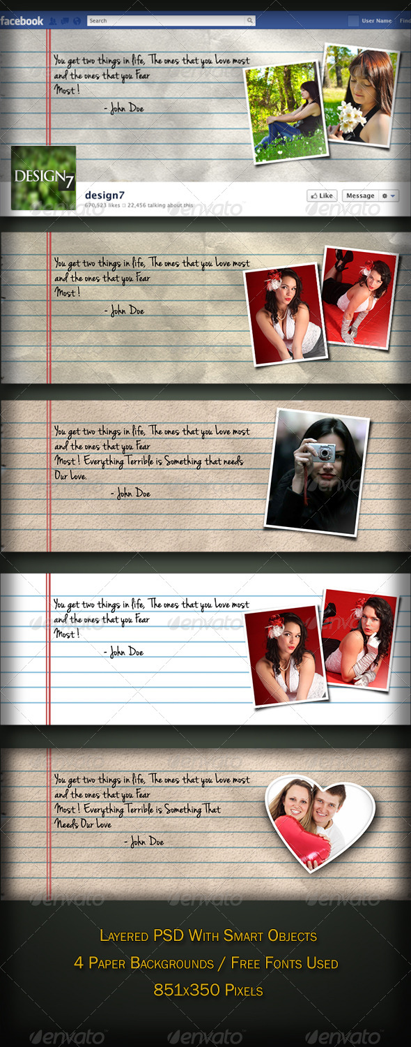 Facebook Timeline Cover Notebook Torn Paper Style - Facebook Timeline Covers Social Media