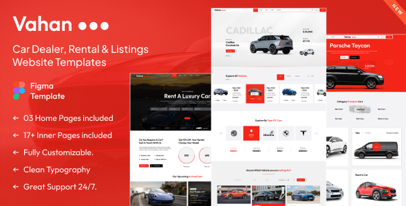 Vahan - Car Dealer, Rental & Listing Figma Template