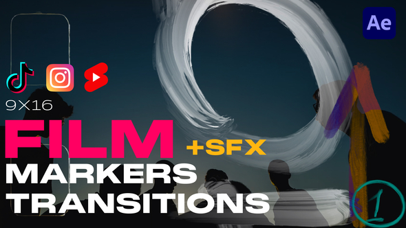 Film Markers Transitions |9x16| Elements template preview