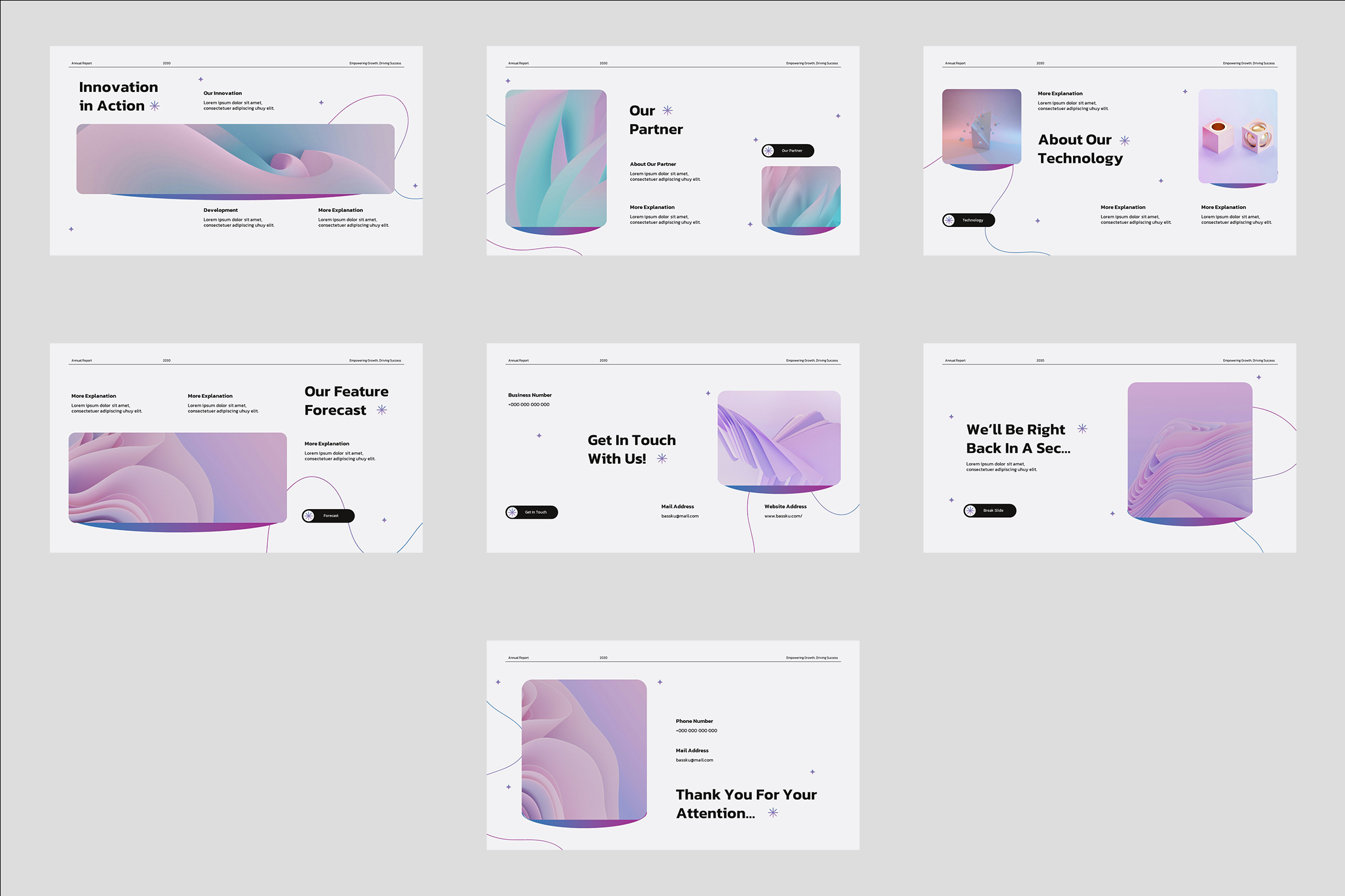 Pink Blue Gradient UI UX Style Annual Report Presentation, Presentation ...