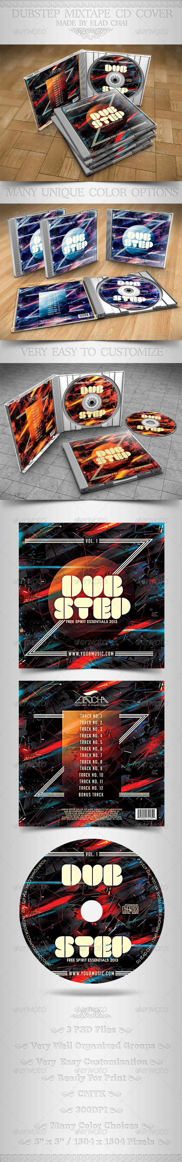 Dubstep Mixtape CD Cover Insert & Label - CD & DVD Artwork Print Templates