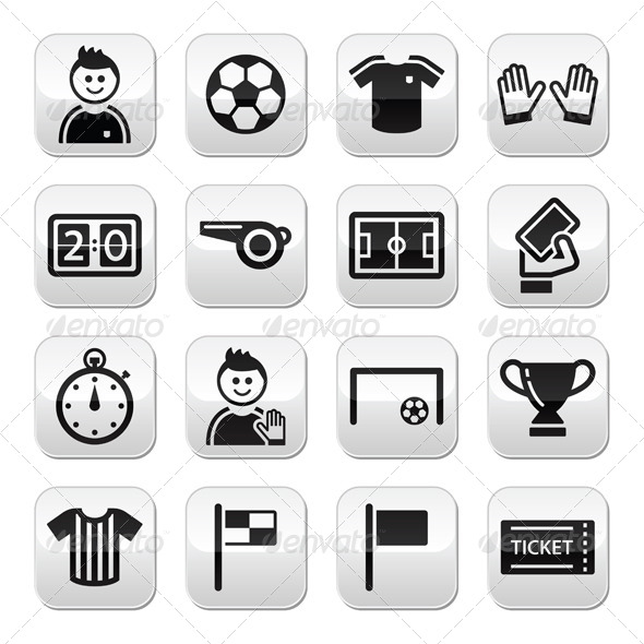 Soccer / Football Vector Buttons Set - Sports/Activity Conceptual