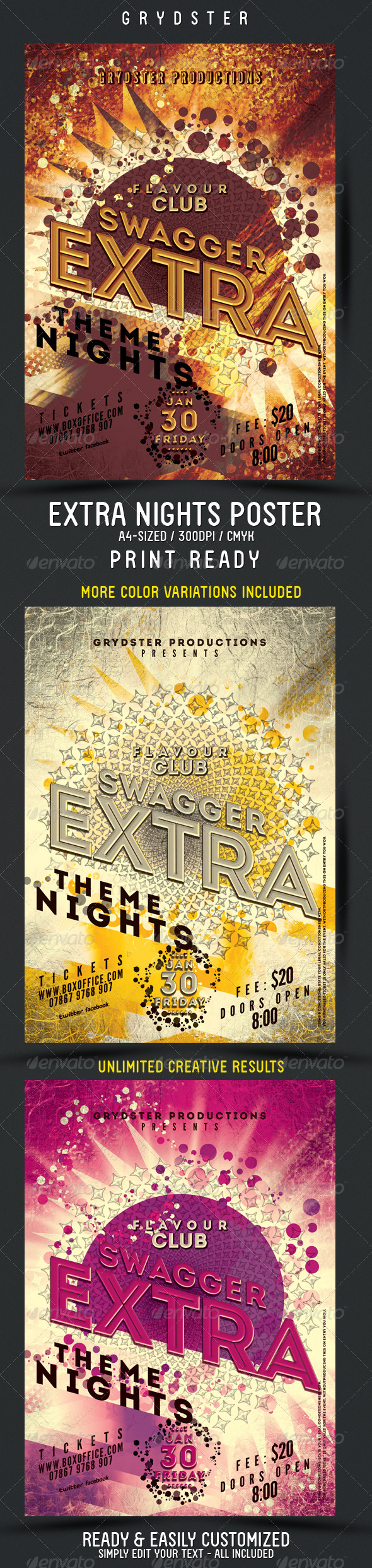 Extra Theme Nights Flyer - Poster - Clubs & Parties Events