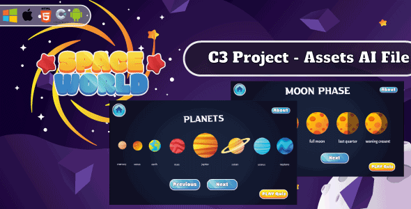 Space World Game- Educational Game - HTML5, Construct 3