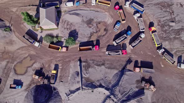 Stone Crusher Plant Machine in Work Process Conveyor Belt and Hopper Feeder alt