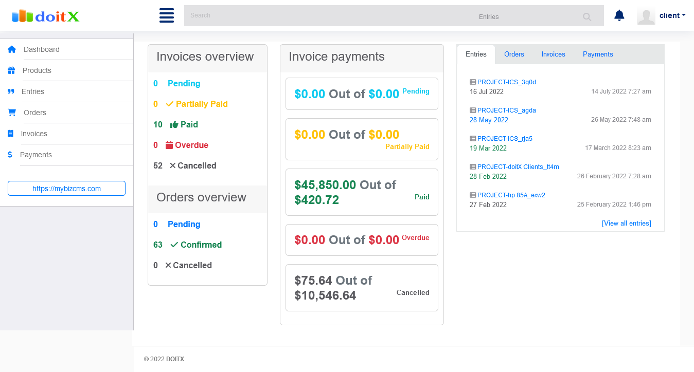 doitX Clients - doitX Addon with Online Payment Gateways by mybizcms