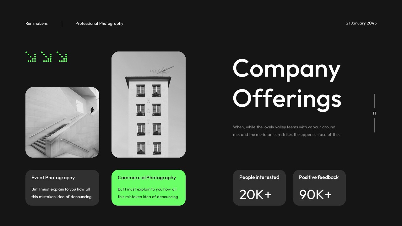 Black Green Modern Photography Pitch Deck Presentation, Presentation ...