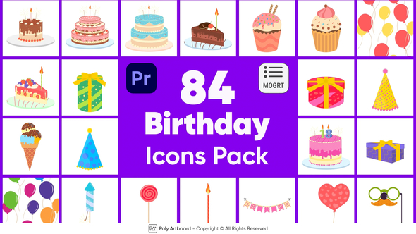 Birthday Icons Pack For Premiere Pro