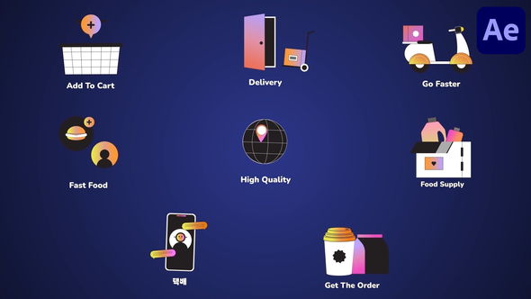 Delivery Service Icons And Titles for After Effects Titles template preview