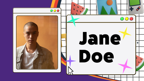 Y2K 3D Media Opener Premiere Pro template preview