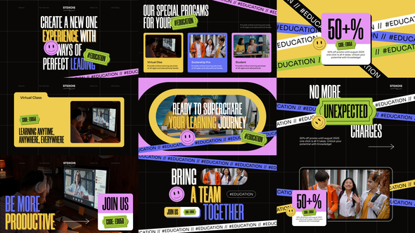 Colorful Online Course Stories Pack Openers template preview