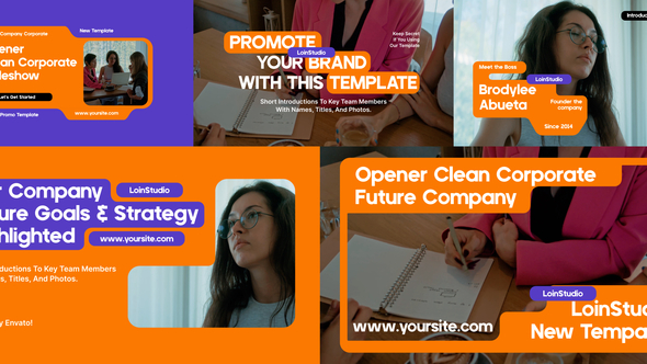 Clean Corporate Slideshow Openers template preview