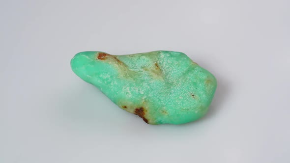 Natural Chrysoprase Rough on the Turning Table