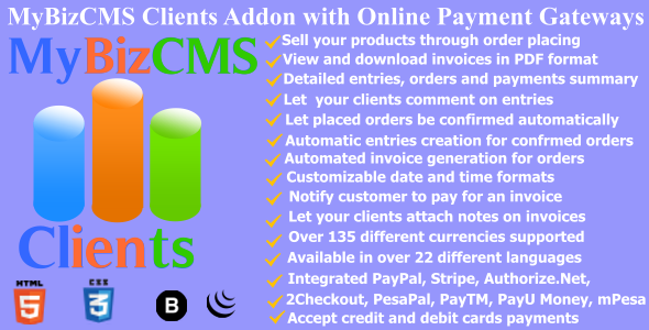 MyBizCMS Clients : Addon with Place Order and Pay with Online Gateways