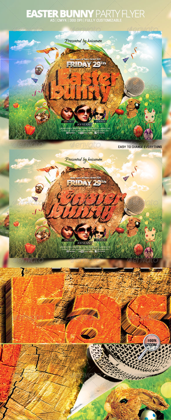 Easter Bunny Party Flyer - Flyers Print Templates