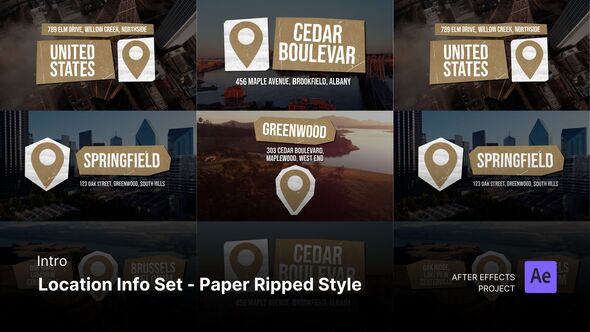 Intro/Opening - Location Info Set After Effects Project Files Openers template preview