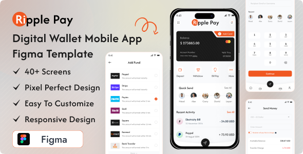 Ripple Pay - Digital Wallet Mobile App Figma Template