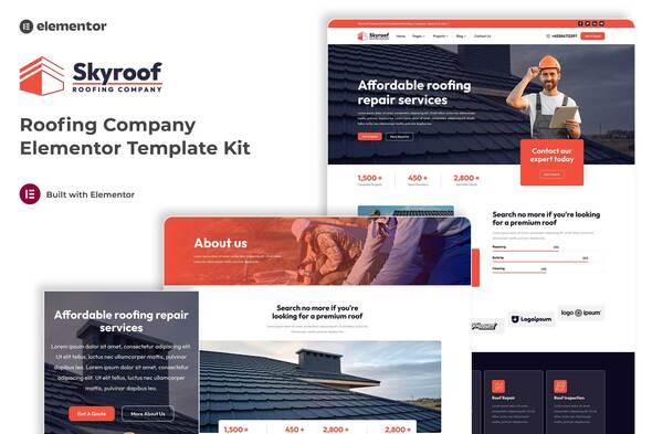 Skyroof - Roofing Company Elementor Template Kit