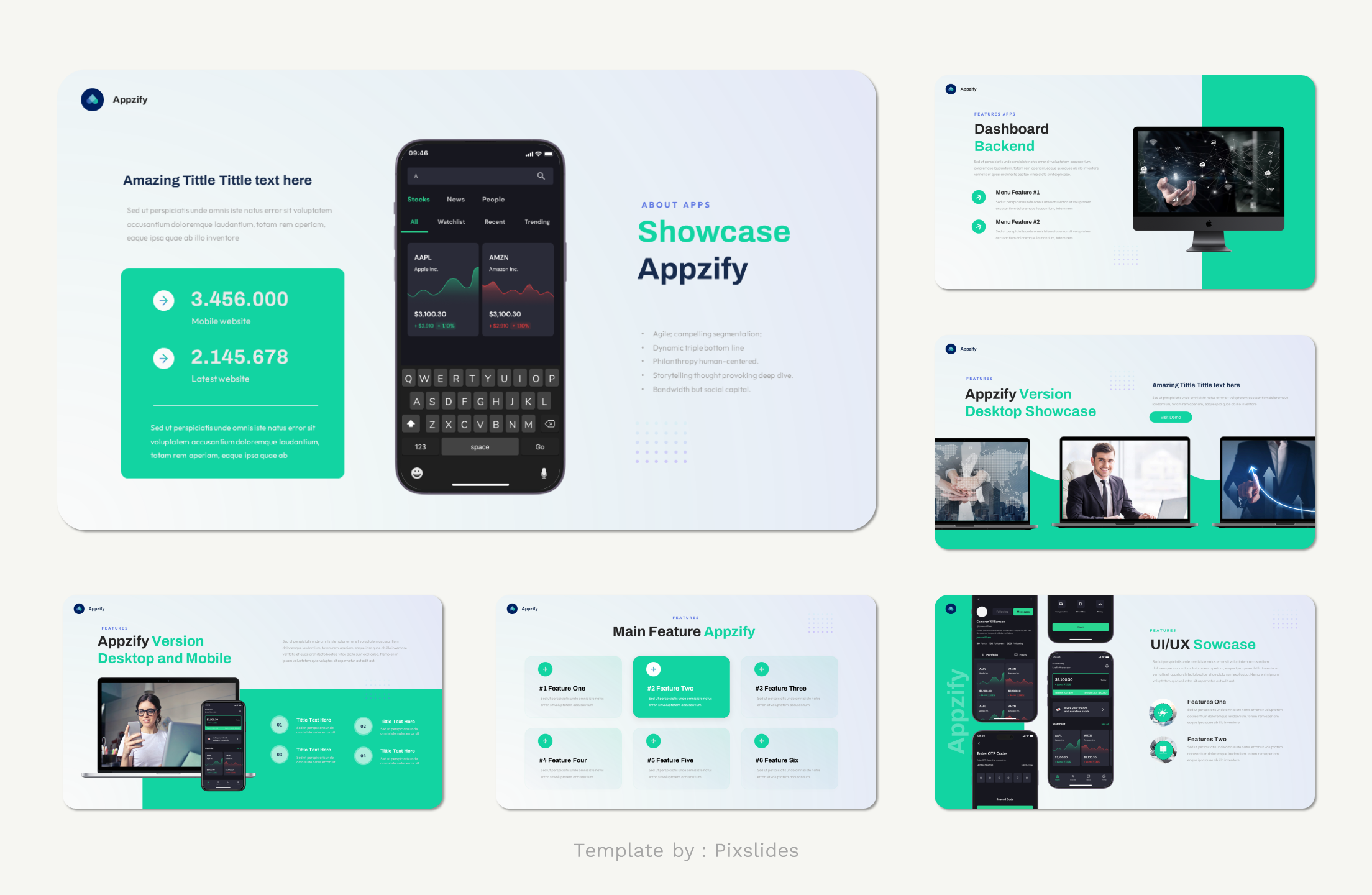 Appzify - App Portfolio Powerpoint Showcase Presentation, Presentation ...