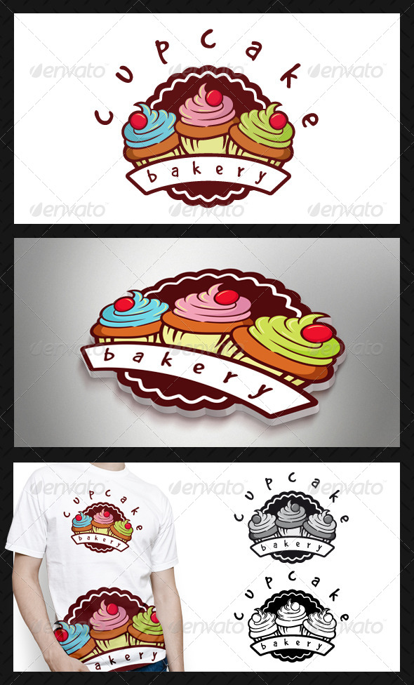 Cupcake Bakery Logo Template - Food Logo Templates