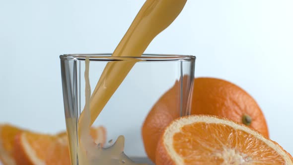 Pouring orange juice in super slow motion.  Shot on Phantom Flex 4K high speed camera.