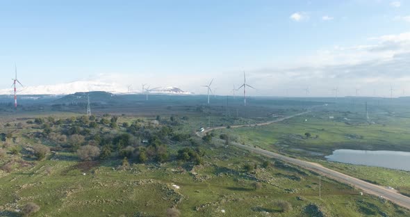 Aerial view of a beautiful landscape with lake, Golan Heights, Israel. alt